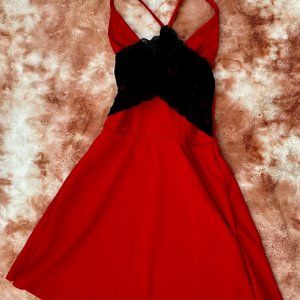 Small Red w/ Black Lace Dress